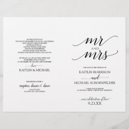 Elegante Typografie-Hochzeitsprogramme in Schwarz