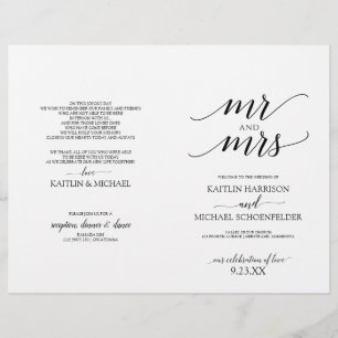 Elegante Typografie-Hochzeitsprogramme in Schwarz