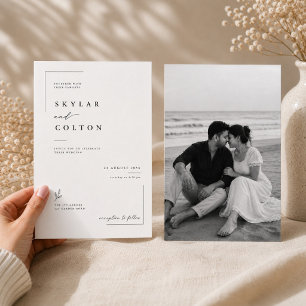 Elegante Typografie-Karte mit romantischem Foto. Einladung