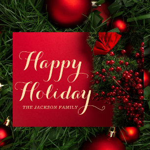 Elegante Typografie l Red Holiday Weihnachtskarte Feiertagskarte