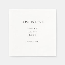 Elegante Typografie: LIEBE IST LIEBE Moderne Hochz Serviette