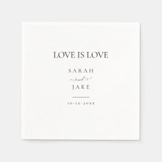 Elegante Typografie: LIEBE IST LIEBE Moderne Hochz Serviette