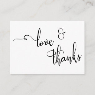 Elegante Typografie Love & Thanks Hochzeitsgeschen Begleitkarte