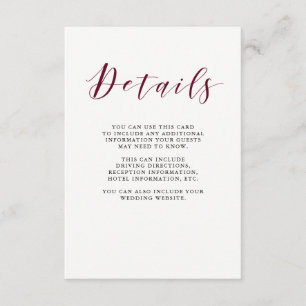 Elegante Typografie   Marsala Guest Details Begleitkarte