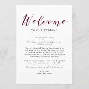 Elegante Typografie Marsala Hochzeit Begrüßungsbri Einladung