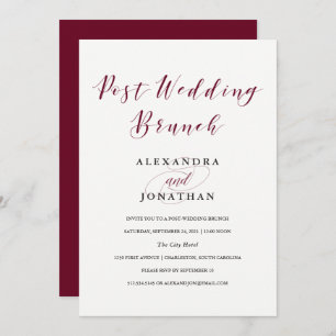 Elegante Typografie Marsala Post Wedding Brunch Einladung