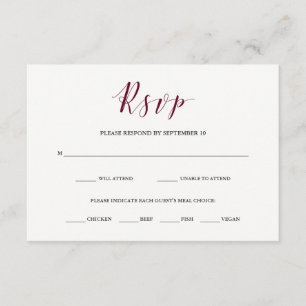 Elegante Typografie   Marsala UAWG mit Wahlmöglich RSVP Karte