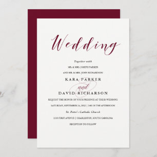 Elegante Typografie   Marsala Wedding Einladung