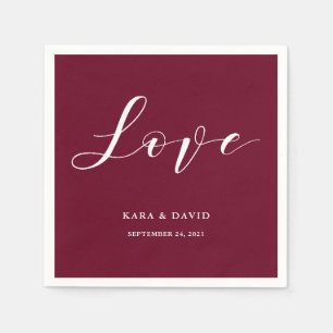 Elegante Typografie   Marsala Wedding Liebe Serviette