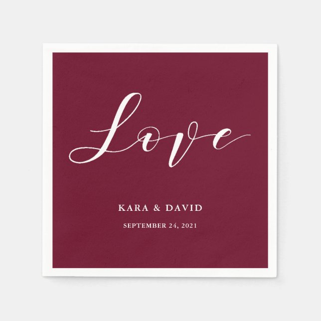 Elegante Typografie | Marsala Wedding Liebe Serviette (Vorderseite)