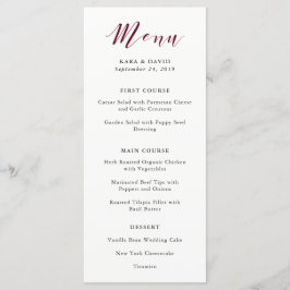 Elegante Typografie | Marsala Wedding Menu Menükarte