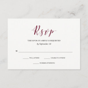 Elegante Typografie Marsala Wedding RSVP Karte