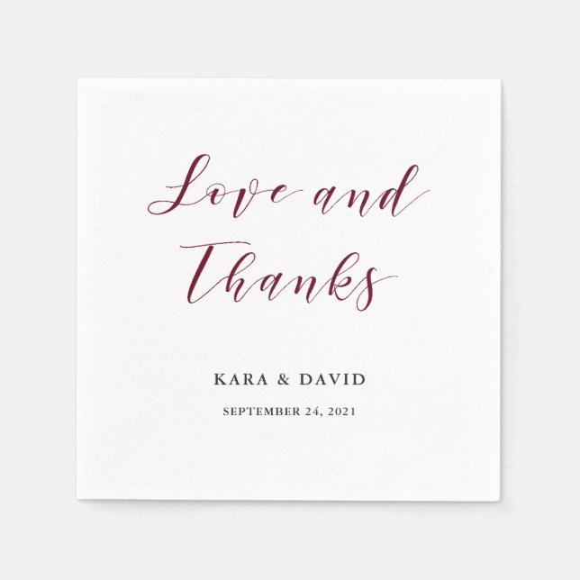 Elegante Typografie | Marsala Wedding Serviette (Vorderseite)