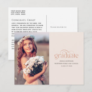 Elegante Typografie Minimalistisch 1-Foto-Abschlus Postkarte