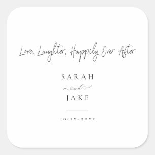 Elegante Typografie: Moderne "Liebes-Hochzeitsserv Quadratischer Aufkleber