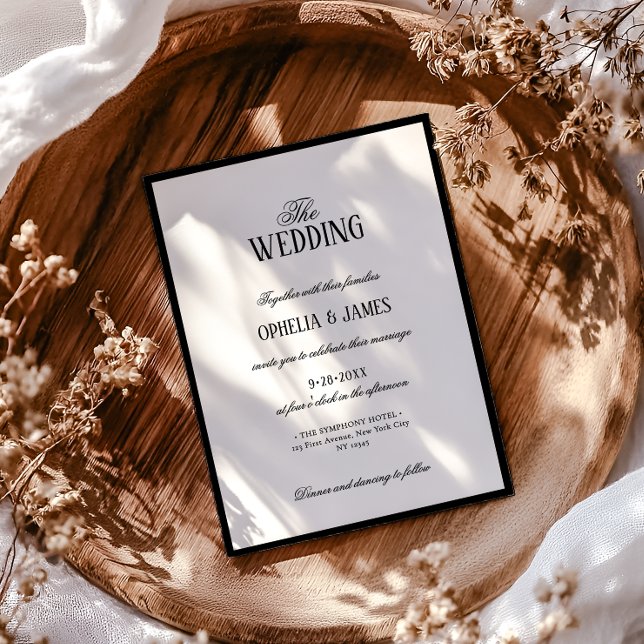 Elegante Typografie Moderne Schwarz-Weiß-Hochzeit Einladung (Von Creator hochgeladen)