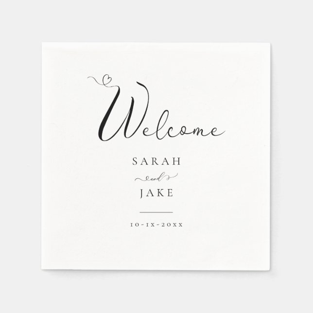 Elegante Typografie: Moderne WELCOME Hochzeitsnapk Serviette (Vorderseite)