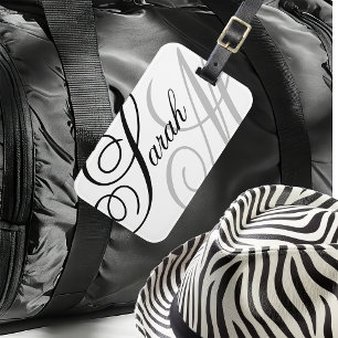 Elegante Typografie Monogram Gepäckanhänger