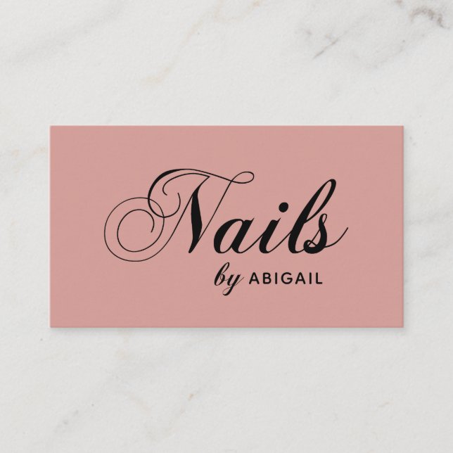 Elegante Typografie Nails nach Namen Website Rose  Visitenkarte (Vorderseite)