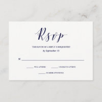Elegante Typografie | Navy Blue Wedding RSVP
