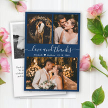 Elegante Typografie Navy Foto Collage Vielen Dank