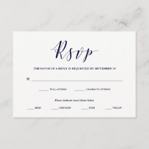 Elegante Typografie   Navy UAWG with Meal Choice RSVP Karte