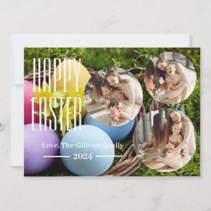 elegante Typografie Osterfamilie drei Foto Feiertagskarte