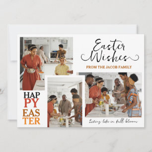 elegante Typografie Osterfamilie drei Foto Feiertagskarte