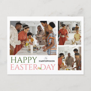 Elegante Typografie Osterfamilie drei Fotos Feiertagspostkarte