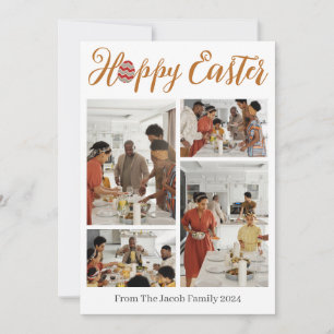 Elegante Typografie Ostern Familienfoto-Collage Feiertagskarte
