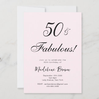 Elegante Typografie Pink Black 50. Geburtstag Einladung