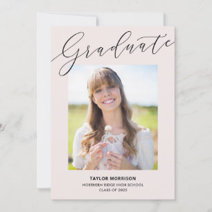Elegante Typografie Pink & Black Graduation Party Einladung