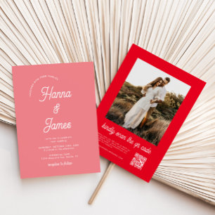 Elegante Typografie Pink Retro Hochzeit Einladung