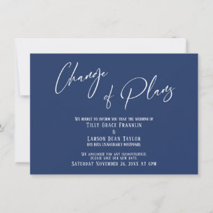 Elegante Typografie Planänderung Navy Karte