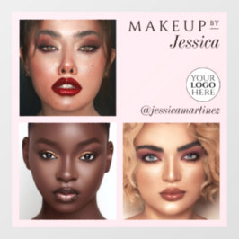 Elegante Typografie Rosa 3 Foto Logo Make-up Fensteraufkleber