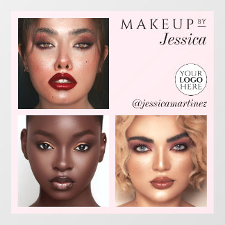 Elegante Typografie Rosa 3 Foto Logo Make-up Fensteraufkleber