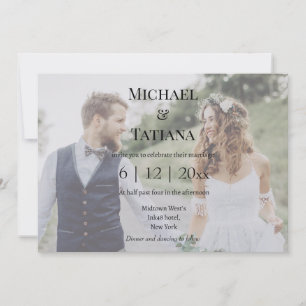 elegante Typografie RSVP QR-Code 2 Fotos Hochzeit Einladung