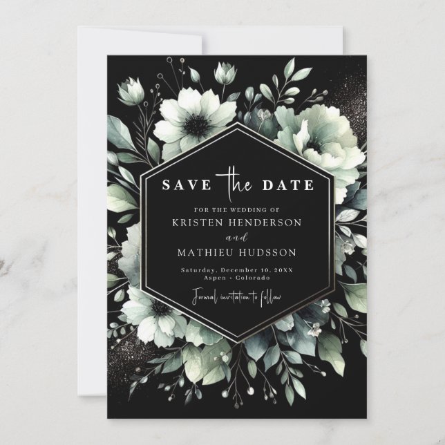 Elegante Typografie Sage Green Wedding Save The Date (Vorderseite)