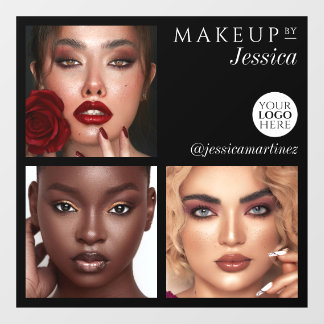 Elegante Typografie Schwarz 3 Foto Logo Make-up Fensteraufkleber