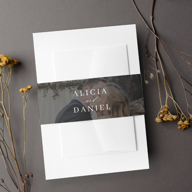 Elegante Typografie Schwarz-Weiß-Foto Hochzeit Einladungsbanderole (Von Creator hochgeladen)