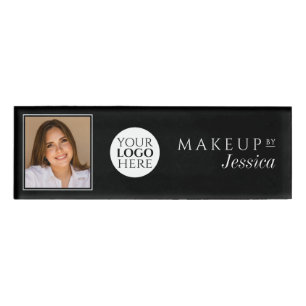 Elegante Typografie Schwarz-Weiß-Foto-Make-up Namenschild