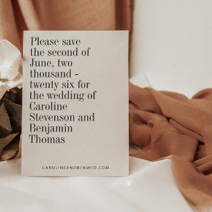 Elegante Typografie Schwarz-weiß Moderne Hochzeit Save The Date