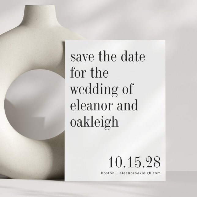 Elegante Typografie Schwarz-weiße Minimalistische  Save The Date (Von Creator hochgeladen)