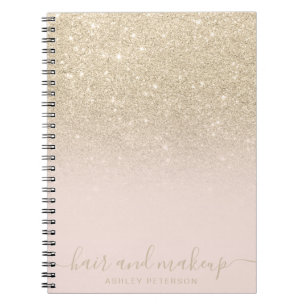 elegante Typografie Schwarze Gold Glitzer ombre Notizblock