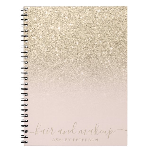 elegante Typografie Schwarze Gold Glitzer ombre Notizblock (Vorderseite)