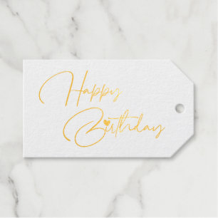 Elegante Typografie Script Happy Birthday Gold Geschenkanhänger
