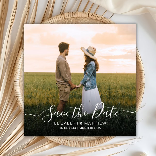 Elegante Typografie Script Moderne Ein Foto Hochze Save The Date (Von Creator hochgeladen)