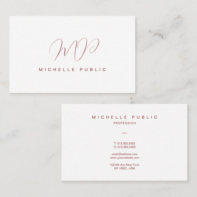 Elegante Typografie Script Monogram Initial Oceani Visitenkarte (Vorne/Hinten)