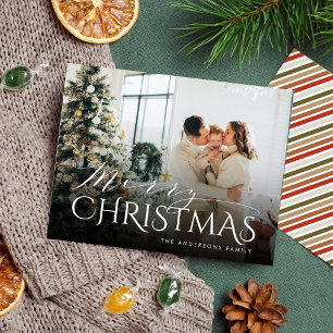 Elegante Typografie Striped Frohe Weihnachtszeit F Feiertagspostkarte