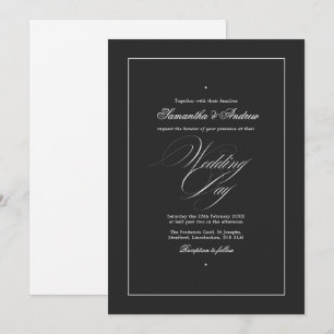 Elegante Typografie Timeless Black & White Wedding Einladung